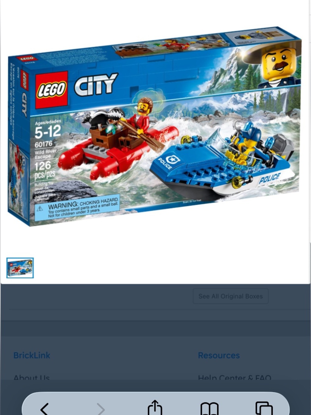 Lego City Set 60176 Wild River Escape Blue Police Speedboat with raft